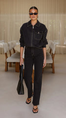 Abrand Denim Bomber Cara - Washed Black