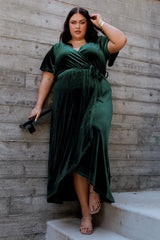 Nadine Velvet Midi Dress | Green