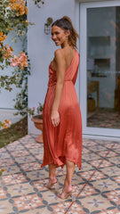 Brooklyn One Shoulder Midi Dress - Copper