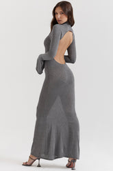 Sancha-Steel Metallic Maxi Dress