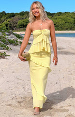 Raleigh Yellow Ruffle Strapless Top