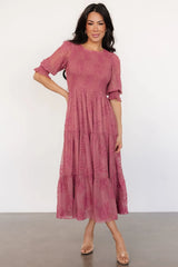 Nellie Smocked Midi Dress | Vintage Rose