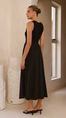 Aria Sleeveless Midi Dress - Black