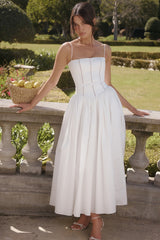 Ysabella-White Cotton Maxi Sundress